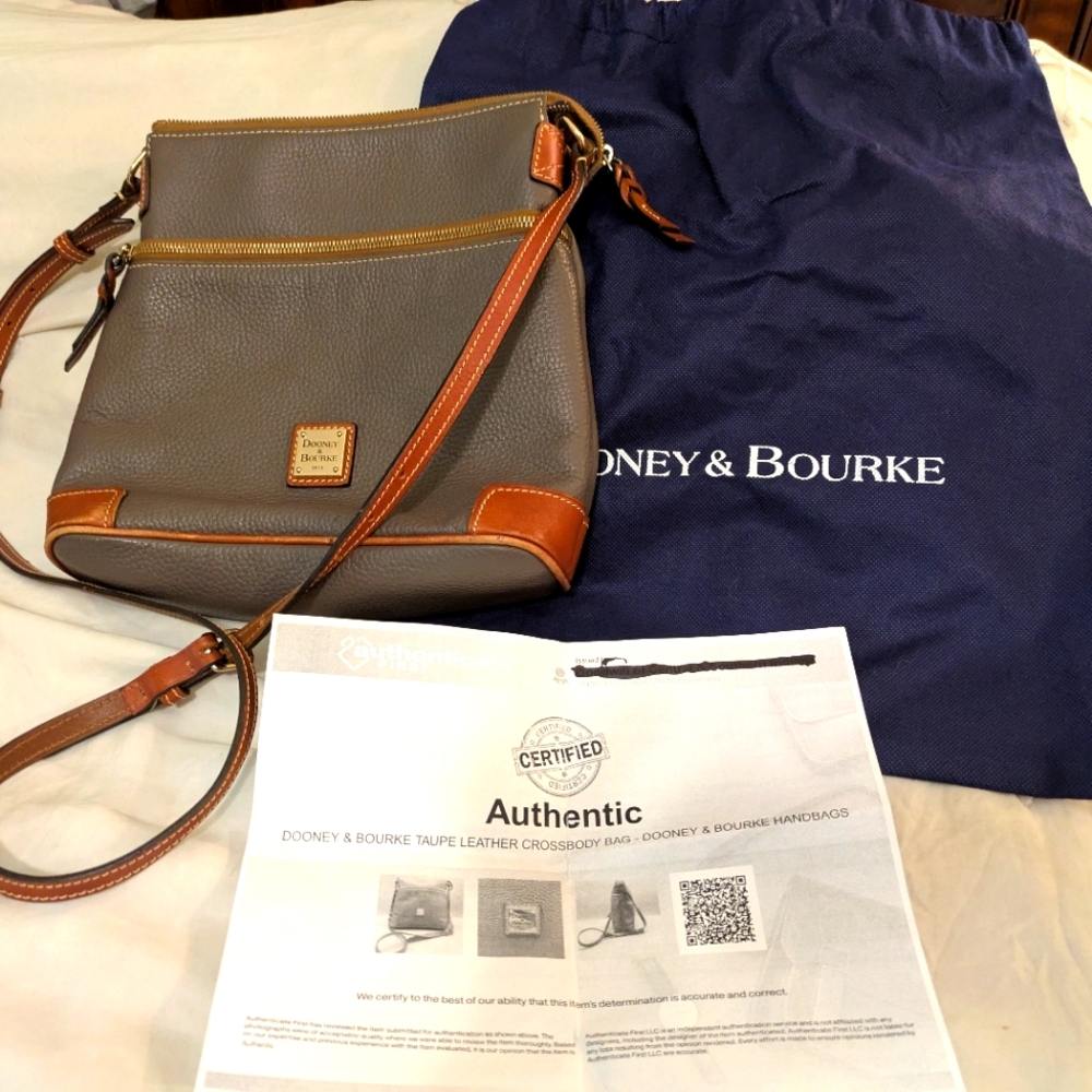Dooney & Bourke Gray and Brown Leather Crossbody Bag